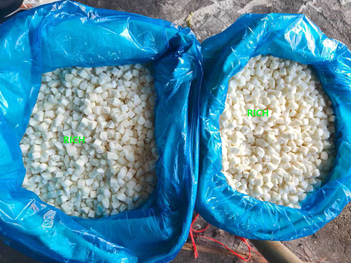 Cubed Freezing water chestnuts 