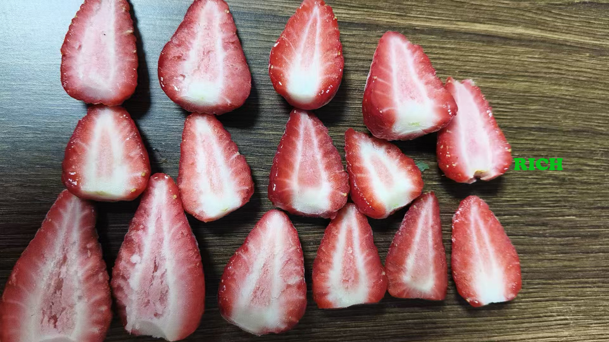 Frozen strawberry halves