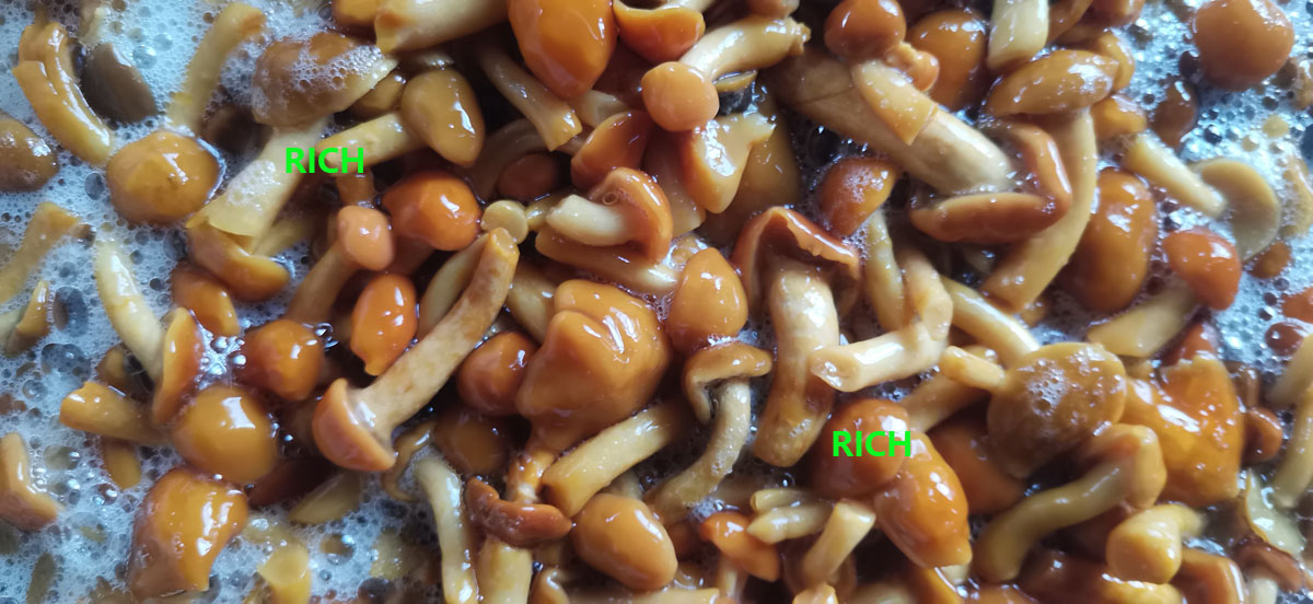Nameko mushroom in salted water in drums