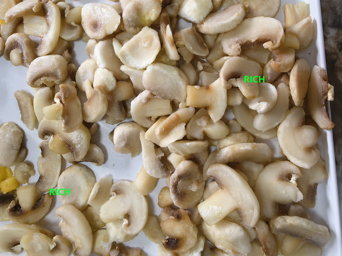 Frozen mushroom slices